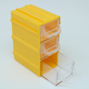 Бокс для р/дет К- 4 прозрачные/желтые, Пластиковый контейнер для хранения крепежа, радиоэлектронных комплектующих, любых небольших деталей
