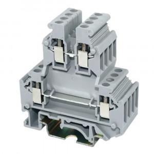 Этажная клемма JUK1-4/2-GY, Этажная клемма, 2 этажа, тип фиксации провода: винтовой, номинальное сечение: 4 мм кв., 32A, 500V, ширина: 6,2 мм, цвет: серый, тип монтажа: DIN35