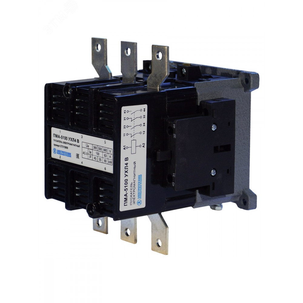 Изображение товара Пускатель Электромагнитный ПМА-5100 ЭТ, 380В, 2з+2р, 100А