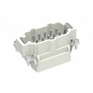 Вилочная контактная вставка SE-010-MZ, Вилочная контактная вставка, Push-in фиксация, 10 полюсов + PE, типоразмер 10B, 500V, 16A, сечение обслуживаемых проводников 0,14-2,5 мм кв, тип покрытия контактов: серебро