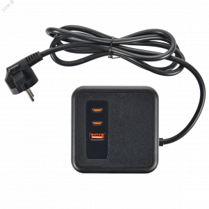 DOMINIC Удлинитель У08K 8 мест 2P+PE 1,5м 3х1,0мм2 16А/250В USB A+C 20Вт черный IEK DN-YP30-16-08-01-ZKU-K02