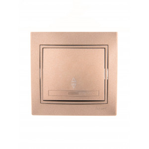 Переключатель проходной 1-кл. СП Mira 10А со вставкой свет. корич. перламутр. 701-3131-105