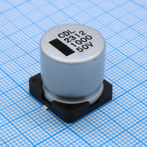 CDL050M102JGBPKKKV00R, Конденсатор алюминиевый электролитический 1000мкФ 50В ±20% (16 X 16.5мм) для поверхностного монтажа 1610мА 5000час 105°С автомобильного применения лента на катушке