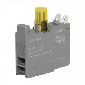 Контактный блок с клеммными зажимами под винт со светодиодом на  9-24В, ж-лтый MC-L24YPS