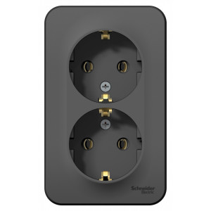 Розетка 2-м ОП Blanca 16А IP20 250В с заземл. без защ. шторок антрацит SE BLNRA010206