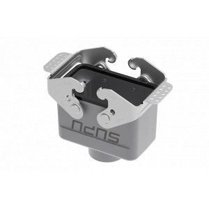 Крышка разъема S10B-CC-2L.M-M20, Крышка разъема на кабель, типоразмер 10B, с уплотнителем, 1 отверстие с резьбой для кабельных вводов M20x1,5, с верхним расположением, с двумя защелками, материал корпуса: алюминиевый сплав