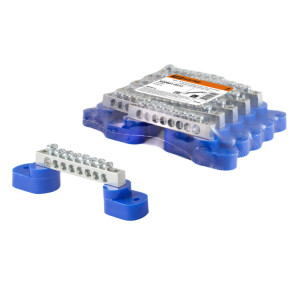 Шина "N" нулевая 6х9мм на двух угл. изоляторах 8 групп никелированная SQ0801-0312