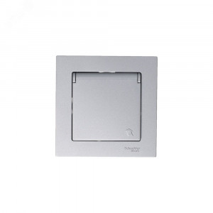 Розетка 1-м СП AtlasDesign 16А IP20 с заземл. защ. шторки с крышкой механизм алюм. SE ATN000346