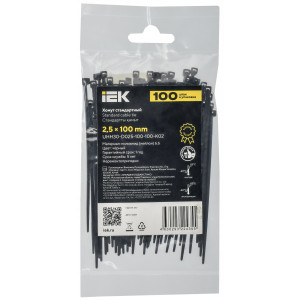 Хомут 2.5х100мм P6.6 стандартный черн. (уп.100шт) IEK UHH30-D025-100-100-K02