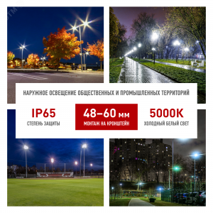 Светильник светодиодный пром. SPP-5-60-5K-W 620х245х70 60Вт 6600лм 5000К IP65 (Аналог ДКУ) консольный (КСС 