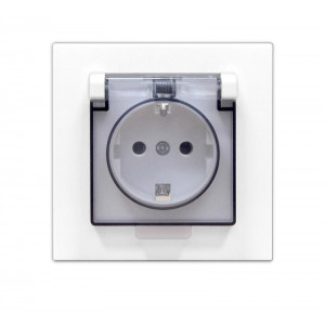Розетка 1-м СП Афина 16А IP20 с заземл. с прозрачной крышкой в сборе бел. A0030