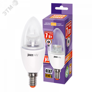 Лампа светодиодная PLED-SP CL 7Вт C37 свеча 3000К тепл. бел. E14 540лм 230В JazzWay 2853097