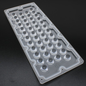 ARHB286D46LED40G, Групповая прямоугольная линза на 46 светодиодов 3030/3535/5050, эфф=90%, диаграмма ~40°, 286мм H:116мм, PC-1250Z