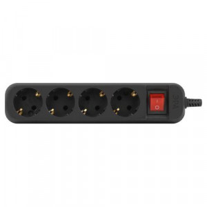 Колодка удлинителя 4-м с заземл. с выкл. черн. KX-4es-B Б0061734