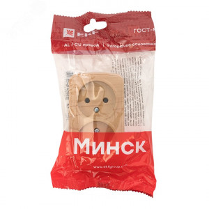 Розетка 2-местная ОП Минск 10А без заземления светлое дерево EGR10-102-30