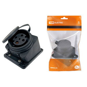 Розетка настенная с загл. наклон. каучук 3Р+РЕ 32А 380В IP44 SQ0612-0009