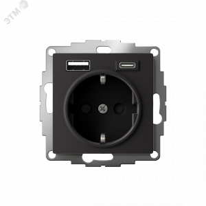 Розетка AtlasDesign 16А с 2-мя заряд. устройствами USB тип A+C 5В/2.4А 2х5В/1.2А механизм карбон SE ATN001032