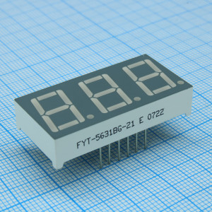 FYT-5631BG-21, 3-х разрядный индикатор 14,2мм/зеленый/570нм/18-18мКд/ОА