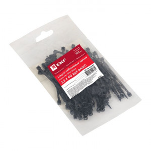 Хомут нейлоновый черный (2,5х60) (100шт.) EKF Basic(кр.1упак.)