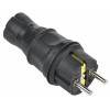 Вилка прямая 16А IP44 каучук черн. EVK20-016-01-44-K02-G