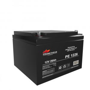 PE1226, Аккумулятор свинцово-кислотный 12V 26Ah, размер 166х175х125мм, болт+гайка 5мм, срок службы 6 лет