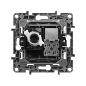 ETIKA Розетка телефонная+компьютерная RJ11+RJ45 категория 5 UTP алюминий 672452