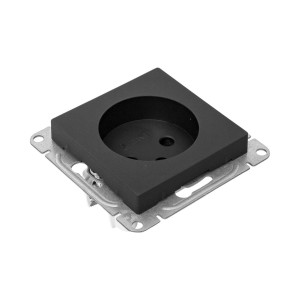 Механизм розетки, 16А, без заземления, со шторками, ч-рный Эпика EKF UP1-SOB-101