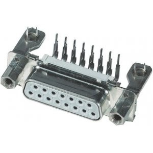 9-1393480-9, Разъем D-Sub (розетка) угловой на плату 15 контактов