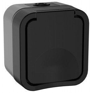 Розетка 1-м ОП TORS 16А IP55 TS120 с заземл. с крышкой графит TS-R16-16-55-K53