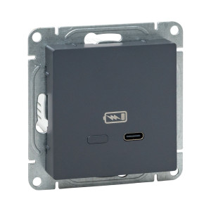 Механизм розетки USB-С, быстрая, графит Эпика EKF UP1-SOG-USBCF