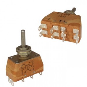 ПТ2-20В (2020Г), Тумблер 2-полюсного включения, фиксация ручки в одном крайнем и среднем положениях