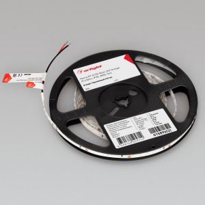 Лента RT-A120-8mm 24V Orange (9.6 W/m, IP20, 2835, 5m) 015896(2), Светодиодная лента RT-A120, открытая. Светодиоды 2835, 120 шт/м (600 шт на 5 м), белая плата, ширина 8 мм, скотч 3M. Цвет ОРАНЖЕВЫЙ 610 nm, угол 120°. Питание 24V, мощность 9.6 Вт/м (48 Вт на 5 м). Размеры 5000x8x1.5 мм. Мин. отрезок 50 мм, 6 светодиодов.
