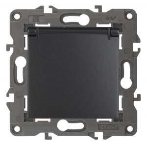 14-2103-05 Розетка 2P+E Schuko со шторками с крышкой, 16A-250В, IP20, Elegance, антрацит (10 Б0034282