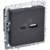 Розетка BRITE USB A+C 18Вт РЮ11-1-БрЧ черн. BR-U22-018-K02