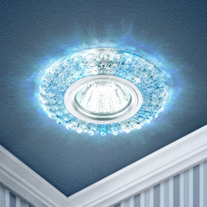 DK LD2 SL/BL+WH Светильник ЭРА декор cо светодиодной подсветкой (голубой+белый), прозрачный (50/1750)(кр.1шт) [Б0019200]