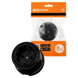 Розетка 2П+З 16А 250В черная «Виви» SQ1820-1212