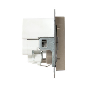 Механизм розетки с USB-C - 2шт, 16А, с заземлением, со шторками, шампань Эпика EKF UP1-SOC-111-2USBC