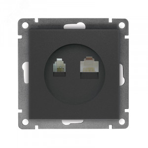 Розетка компьютерная+телефонная UNIVersal серия Афина, с/у, 1А, RJ45, RJ12, графит (еврослот), механизм A0052-Gr