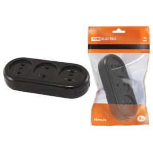 Розеточная колодка 3 гнезда 2П 16А макс. "Ретро" 250B (карболит) SQ1806-0104