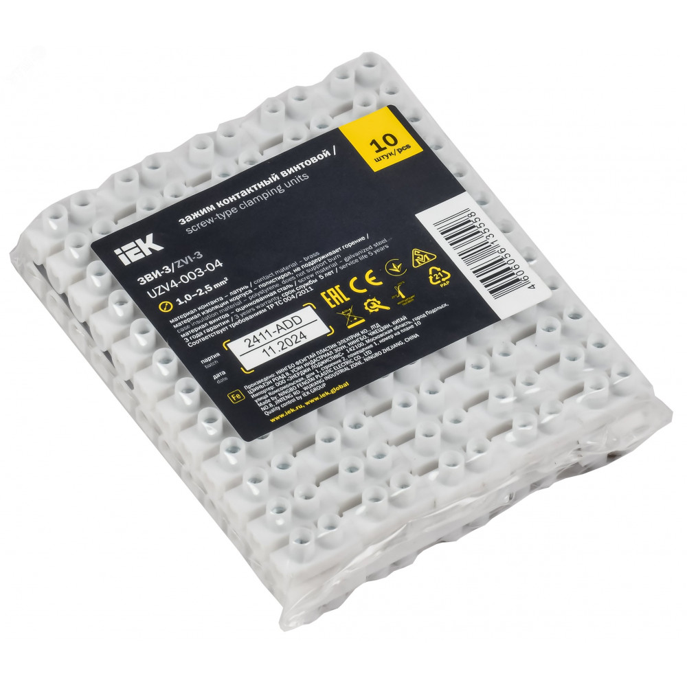 Изображение товара Клеммная колодка IEK ЗВИ-3 н/г 12 пар 1-2.5 кв мм для электромонтажа