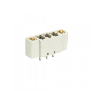 Вилочный разъем на плату 8513 S/3 G F, Вилочный разъем, вертикальный, на плату, шаг: 3.5 мм, 3 полюса, фиксация на плате пайкой, исполнение: с монтажными фланцами, без маркировки, 250V, 8А, цвет: серый