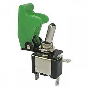 SAC-01 GREEN ASW-07D G-LED, Тумблер ON-OFF (3c) 25А 12В зеленая LED подсветка, с зеленым защитным колпачком SAC-01