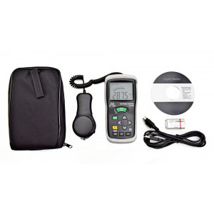 DT-1309 люксметр, Измерение освещённости 400000Lux ±5.0%, ЖК дисплей 4000 отсчетов, Выбор функции измерения FC/Lux регистрации пиковых значений PEAK HOLD, USB, ПО