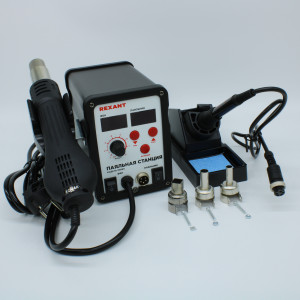 Паяльная станция R898D, Паяльная станция (паяльник + фен), модель R898D, цифровая, 100-480°C, LED дисплей