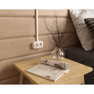 Розетка 2-местная для открытой установки с заземлением с защитными шторками с предварительным подключением 16А белый QUTEO 782237