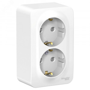 Розетка 2-м ОП Blanca 16А IP20 250В с заземл. защ. шторки с изолир. пластиной бел. SE BLNRA011211