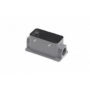 Закрытое основание разъема S16B-SM-4B-M25, Основание разъема на панель, закрытое, типоразмер 16B, с уплотнителем, 1 отверстие с резьбой для кабельных вводов M25x1,5, без защелок (упоры для двух защелок), без защитной крышки, материал корпуса: алюминиевый сплав