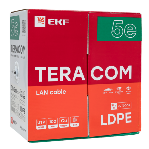 Кабель витая пара U/UTP кат.5E 4 пары solid внешн. LDPE черн. TERACOM TRC-5EUTP-04PE-BK-OUT3