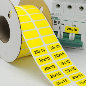 Маркировка прямоугольная NPP-20х10 Y, Маркировочная наклейка, для позиционного обозначения электрооборудования в шкафу и маркировки провода, размер 20х10 мм, цвет желтый, для принтера: RT200, RT230, в упаковке 5000 наклеек