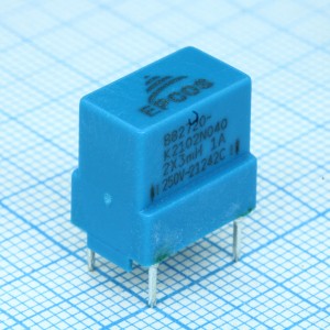 B82720K2102N040, Синфазный дроссель двухобмоточный 3мГн 10кГц 1A 0.22Ом монтаж в отверстие автомобильного применения коробка